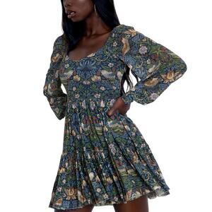 Strawberry Thief Blue Sheer Sweet Frill Dress - L